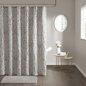 Madison Park - 72"x72" Eliot Jacquard Shower Curtain Silver - Mad Silver